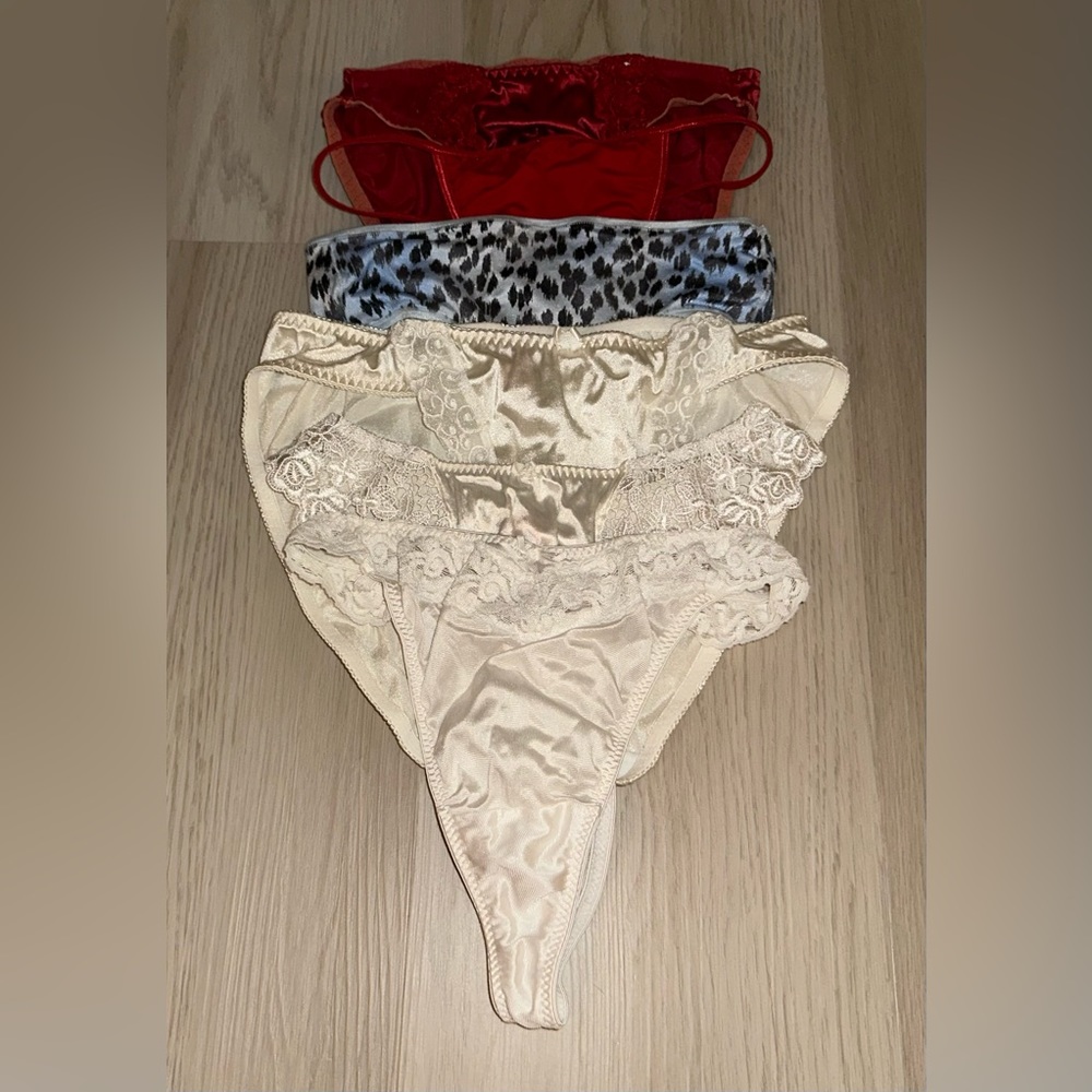 6 VTG Victorias Secret & Maidenform Satin Hiphugger-Thong-V-String-Brief-Bikini